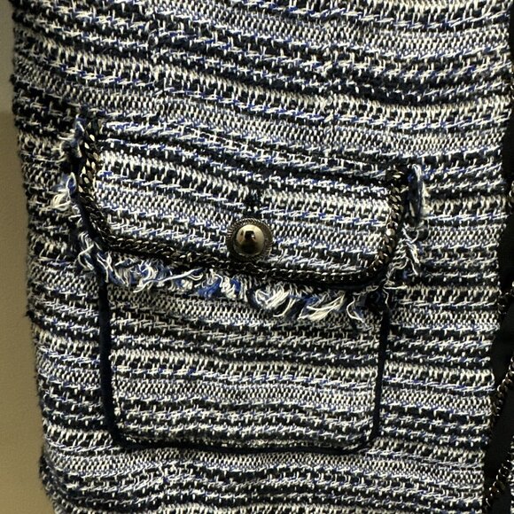 White House Black Market Tweed Boucle Blazer Womens M L Fringe Business Classy - Picture 5 of 15